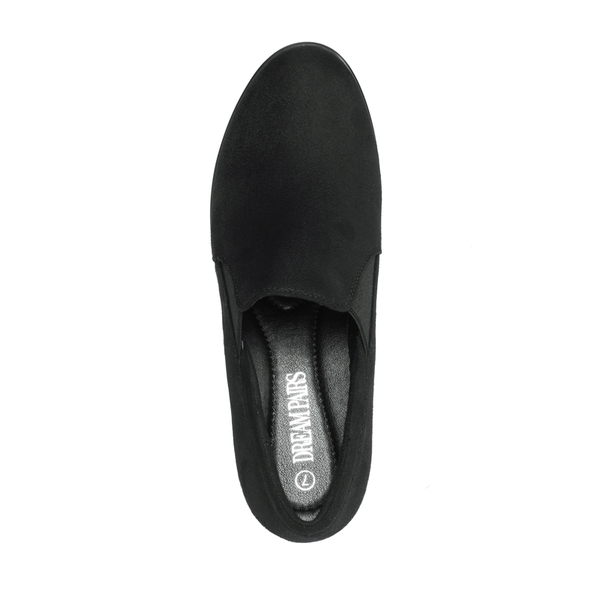 Comfortable Round Toe Block Heel Pumps - BLACK SUEDE - 4